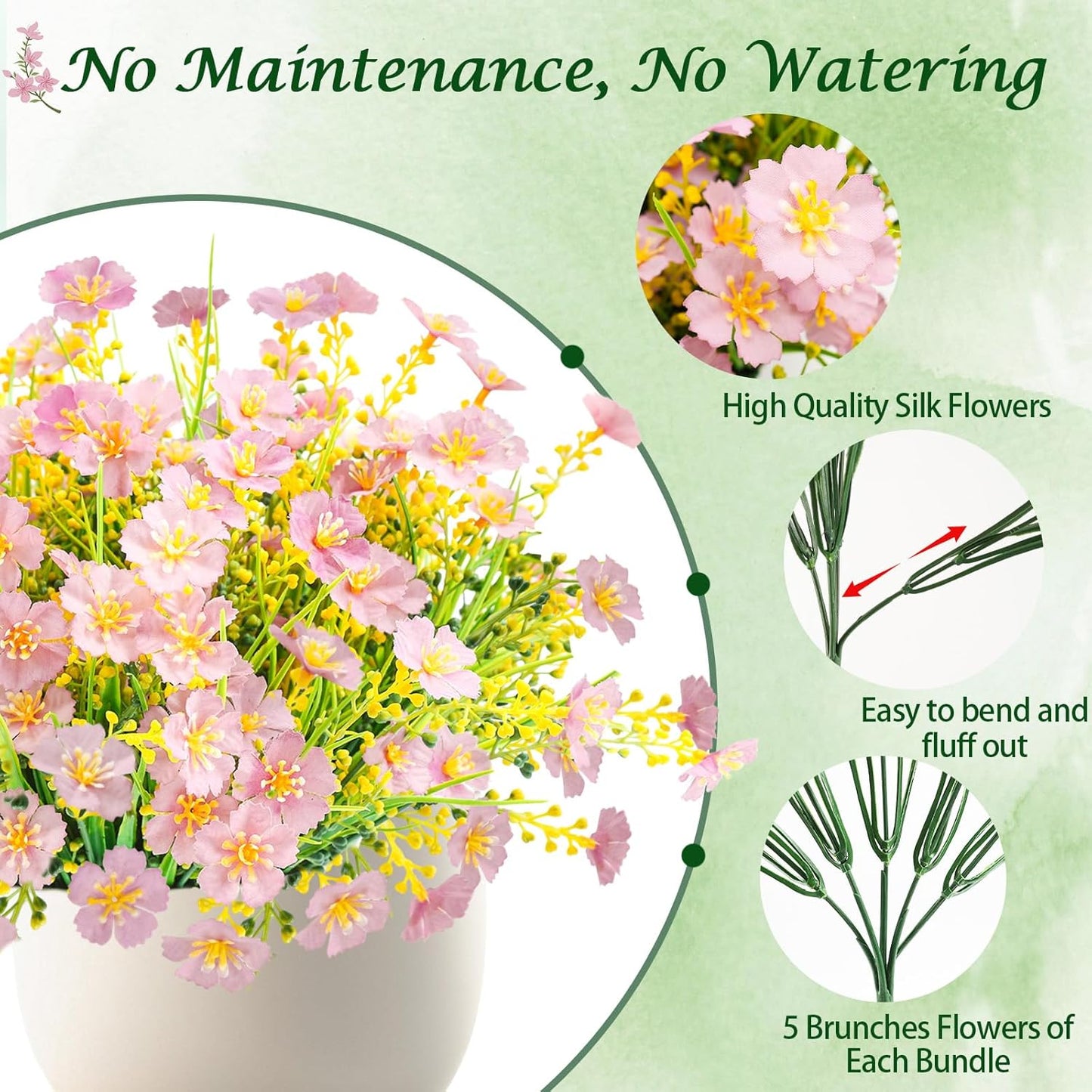 MACTING Artificial Spring Flowers for Outdoors 12 Bundles Fake Flowers UV Resistant No Fade Faux Outdoor Plants for Indoor Outside Planters Garden Porch Yard Window Pot Home Decorations,Light Purple