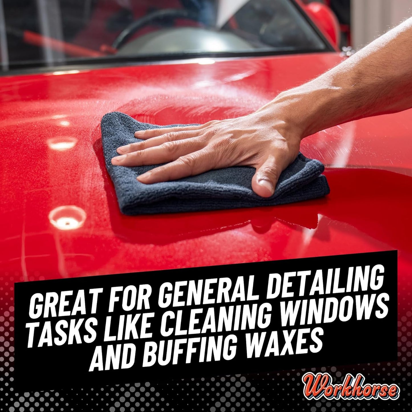 Chemical Guys Workhorse Professional Grade Microfiber Towels for Cars - Black 16x16 Inch Microfiber Cleaning Cloths for Home & Pet Drying, Soft & Scratch-Free, Washing, Drying & Cleaning, 3 Pack