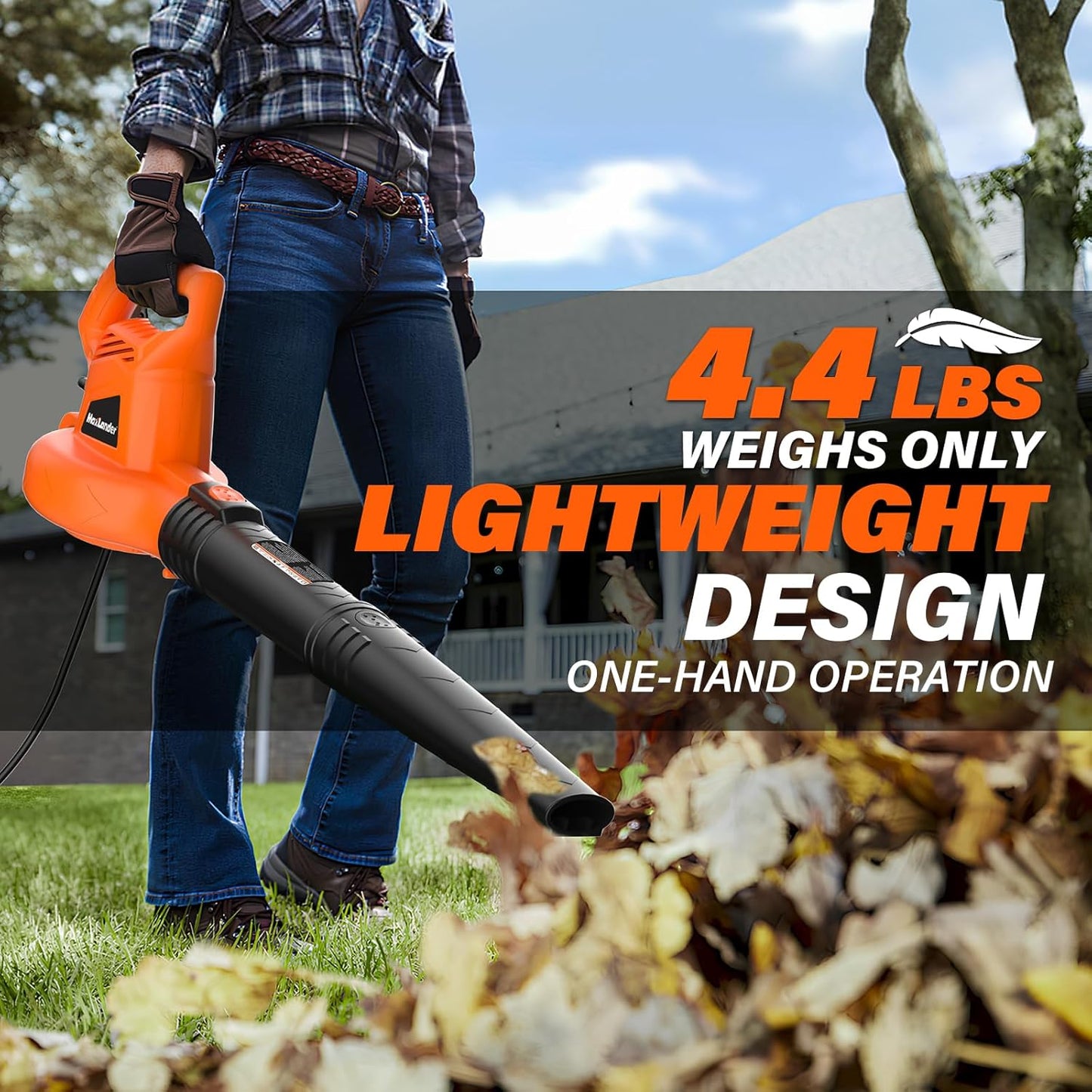 MAXLANDER Leaf Blower Corded, 7-AMP 350CFM/155MPH Electric Leaf Blower