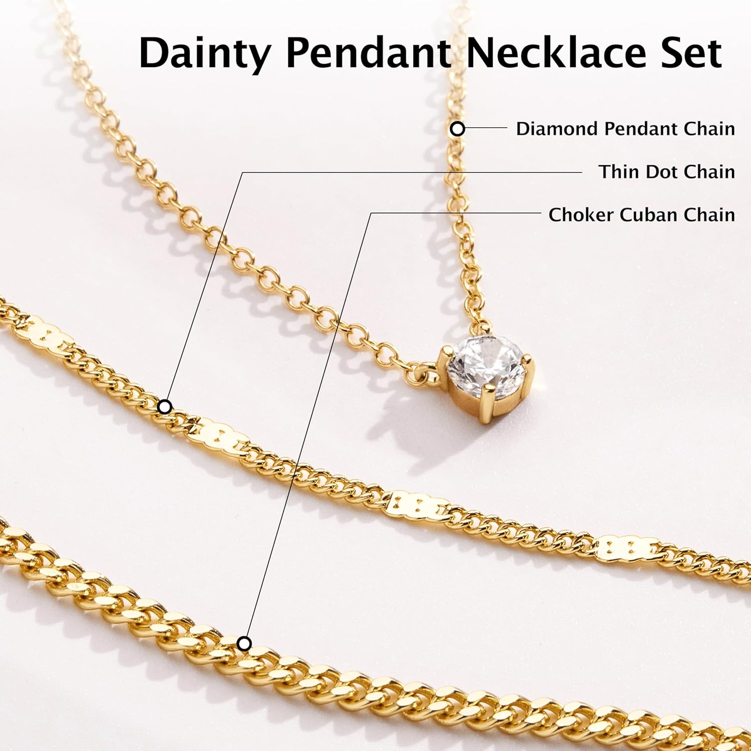 WomenGifts Layered Gold Necklaces for Women, 14K Gold Sterling Silver 