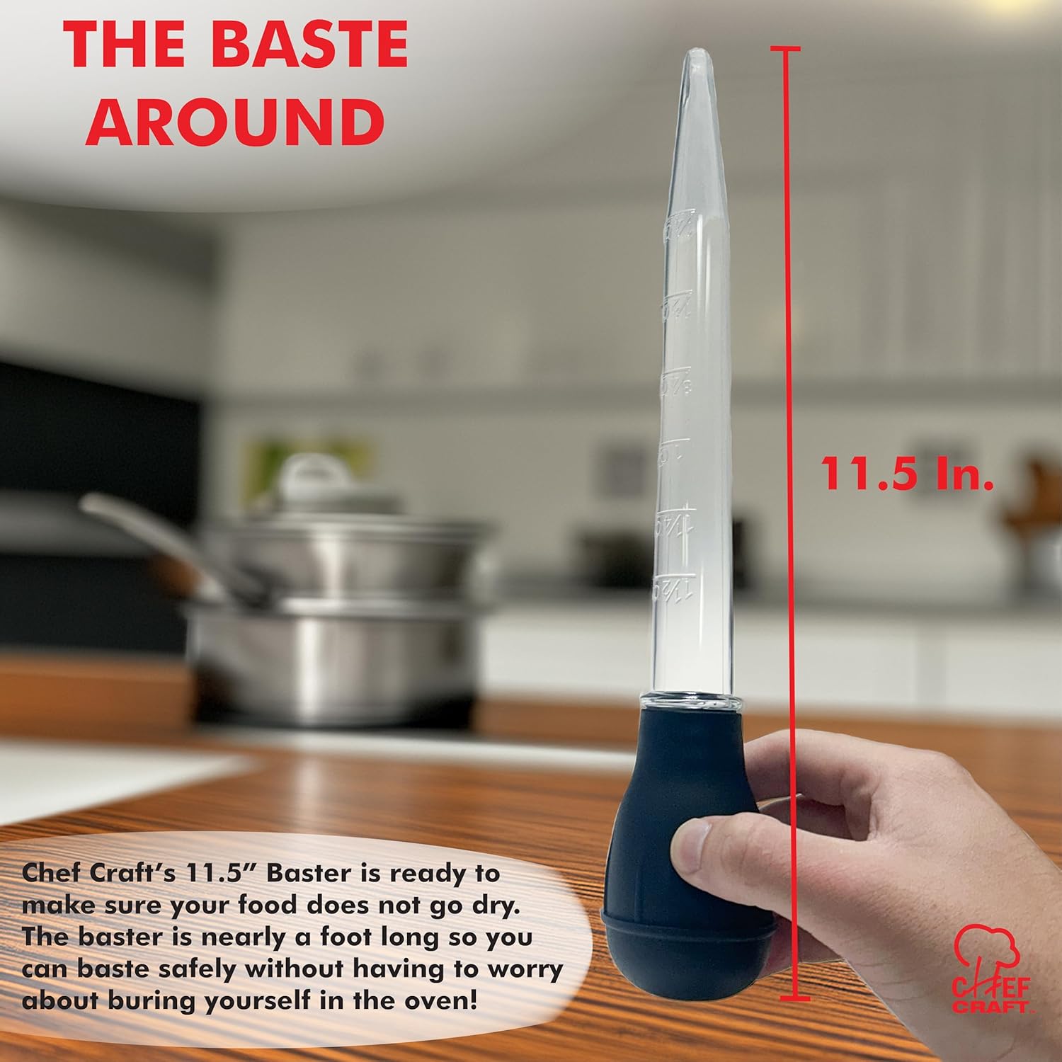 Chef Craft Classic Baster with Clear Tube, 11.5 inches in Length, Blac