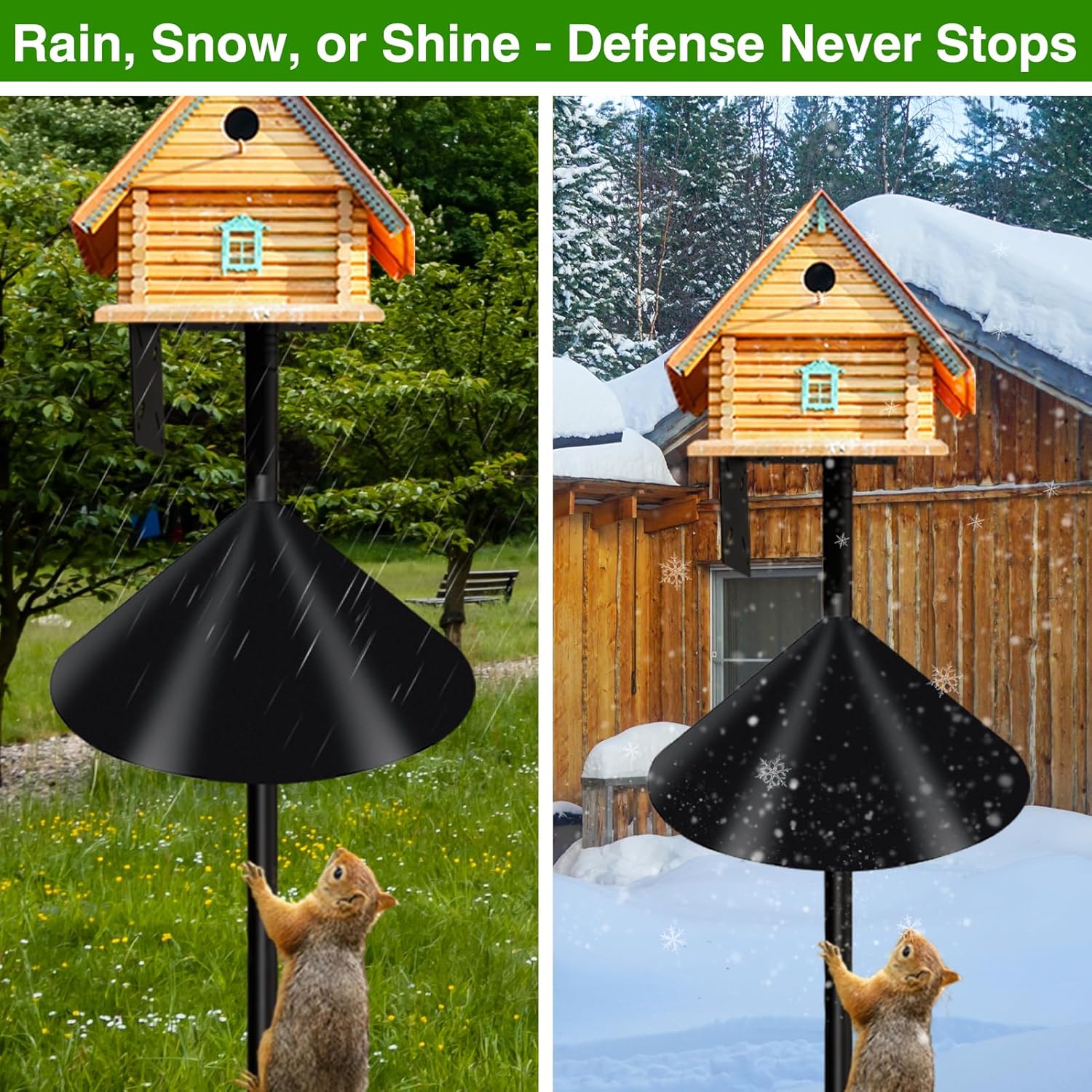Wider Squirrel Baffle for Bird Feeder Pole, Raccoons Rodents Guard Sto