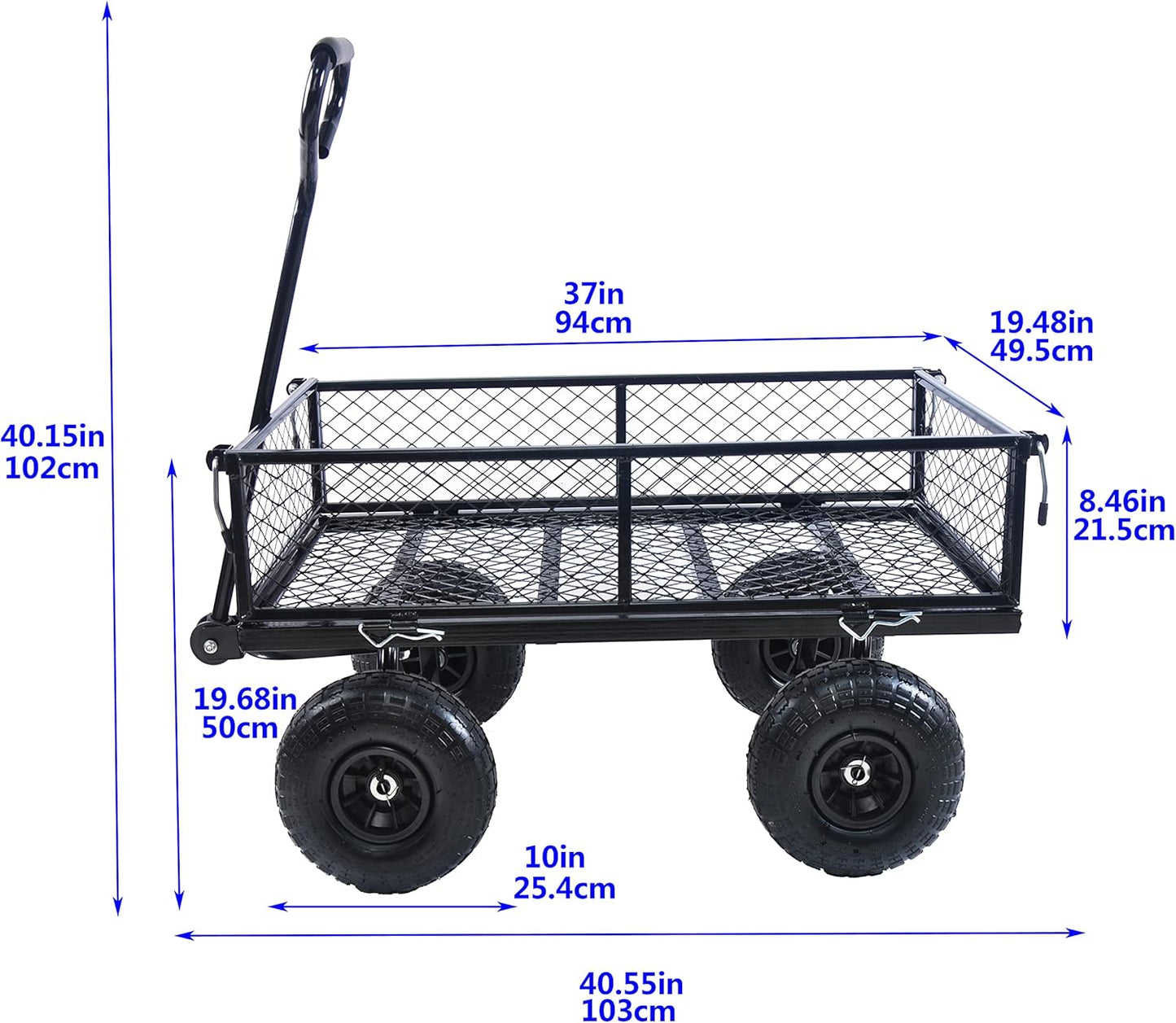 Garden Cart Outdoor Utility Wagon with Solid Wheels Beach Wagon,All Te