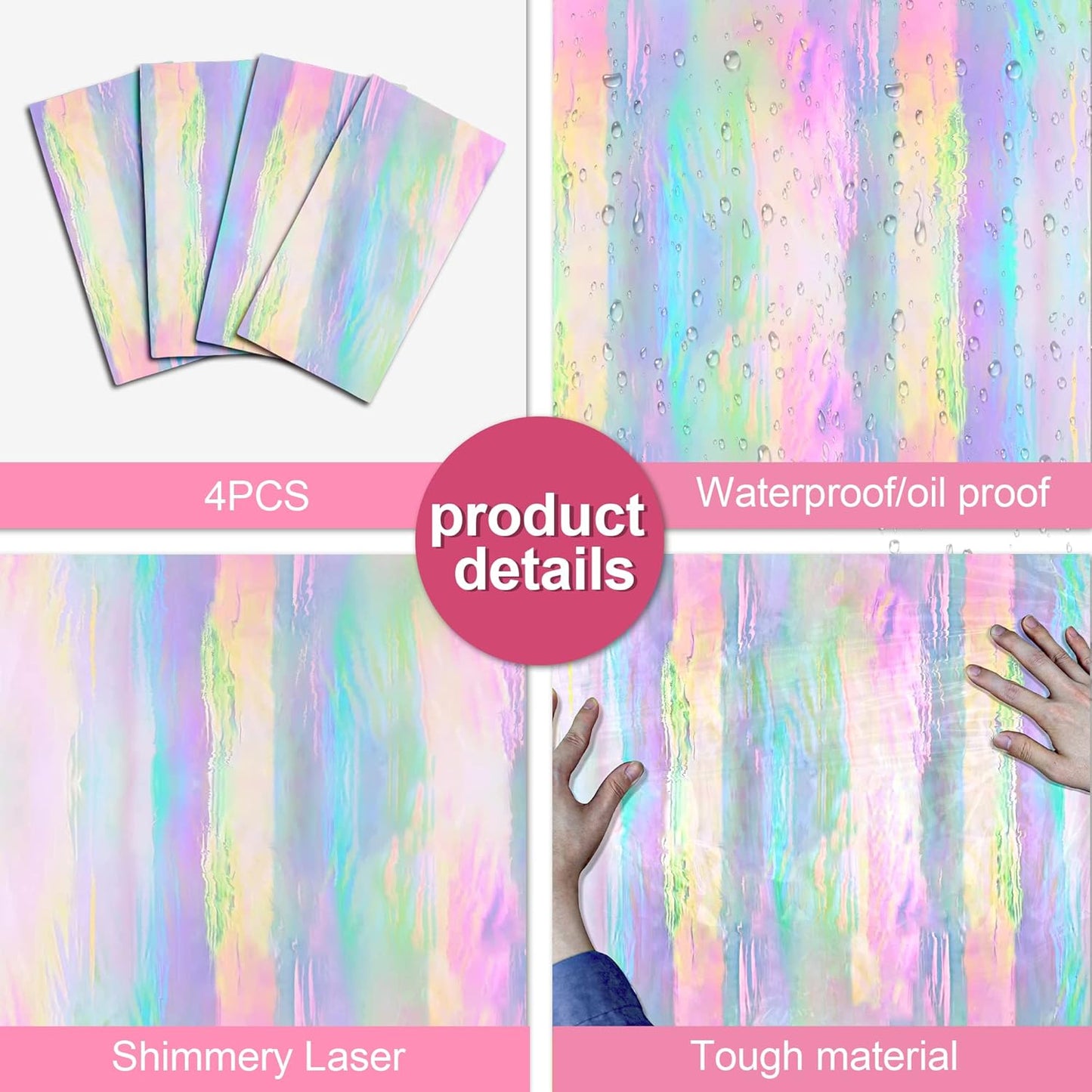 OHOME 4 Pack Iridescence Plastic Tablecloths Disposable Galentines Day