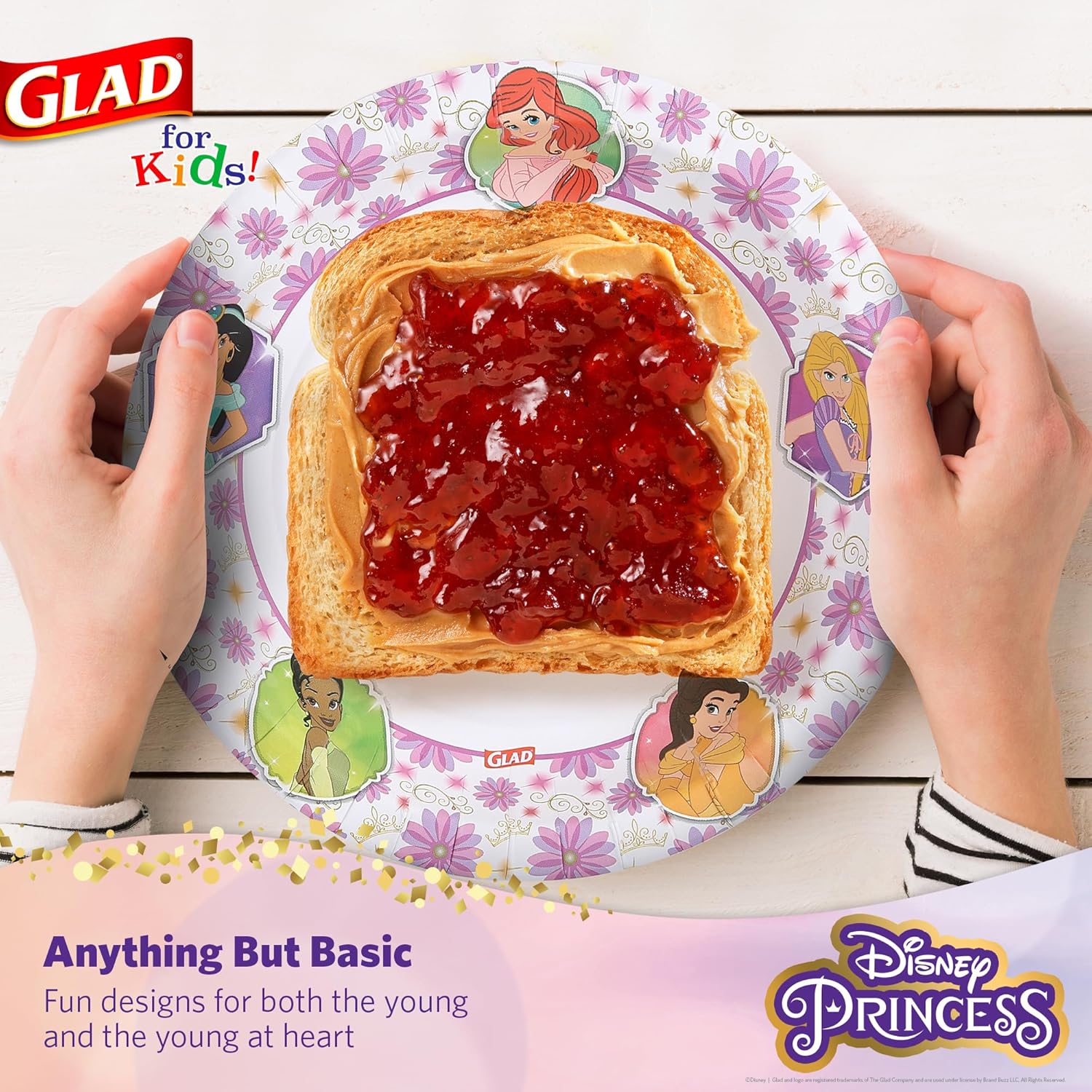 Glad Disney Princess Kids Paper Plates, Heavy Duty Soak Proof and Micr