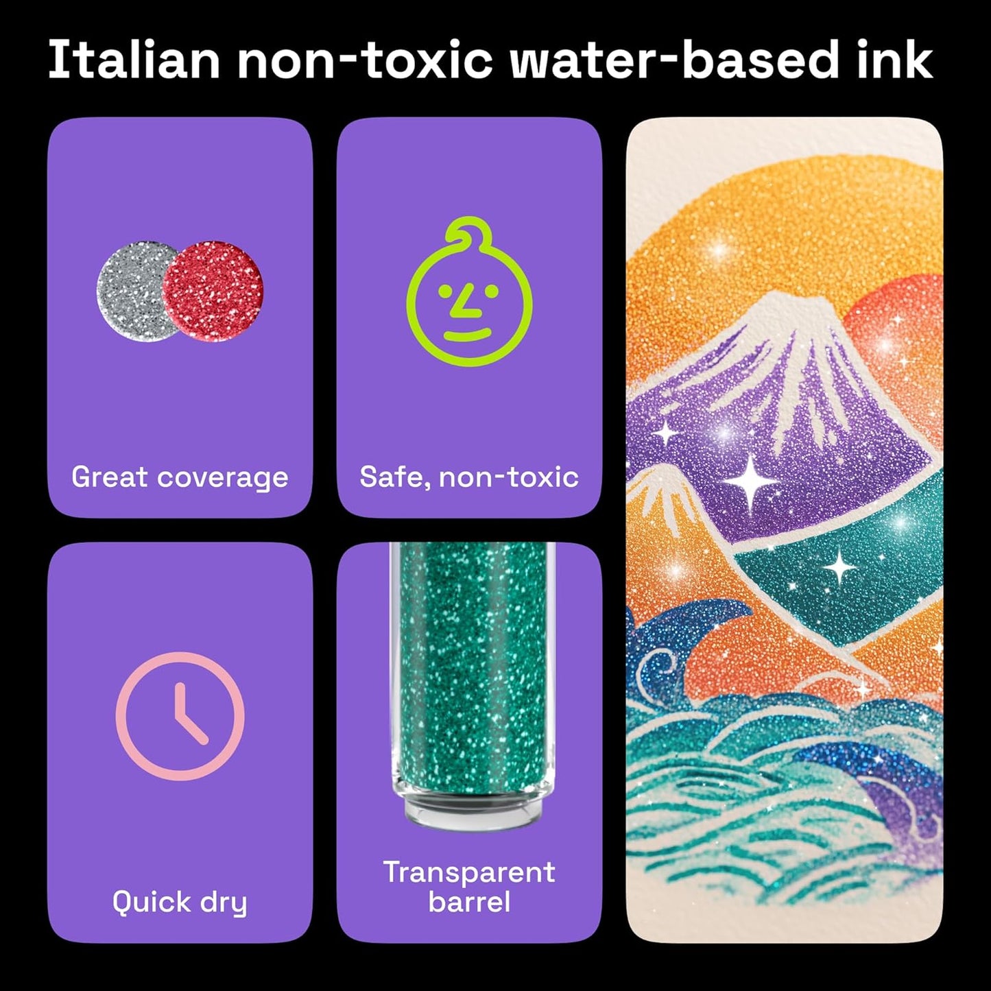 ARTISTRO 12 Glitter Paint Pens for Glass Marking, Rock Painting, Ceram