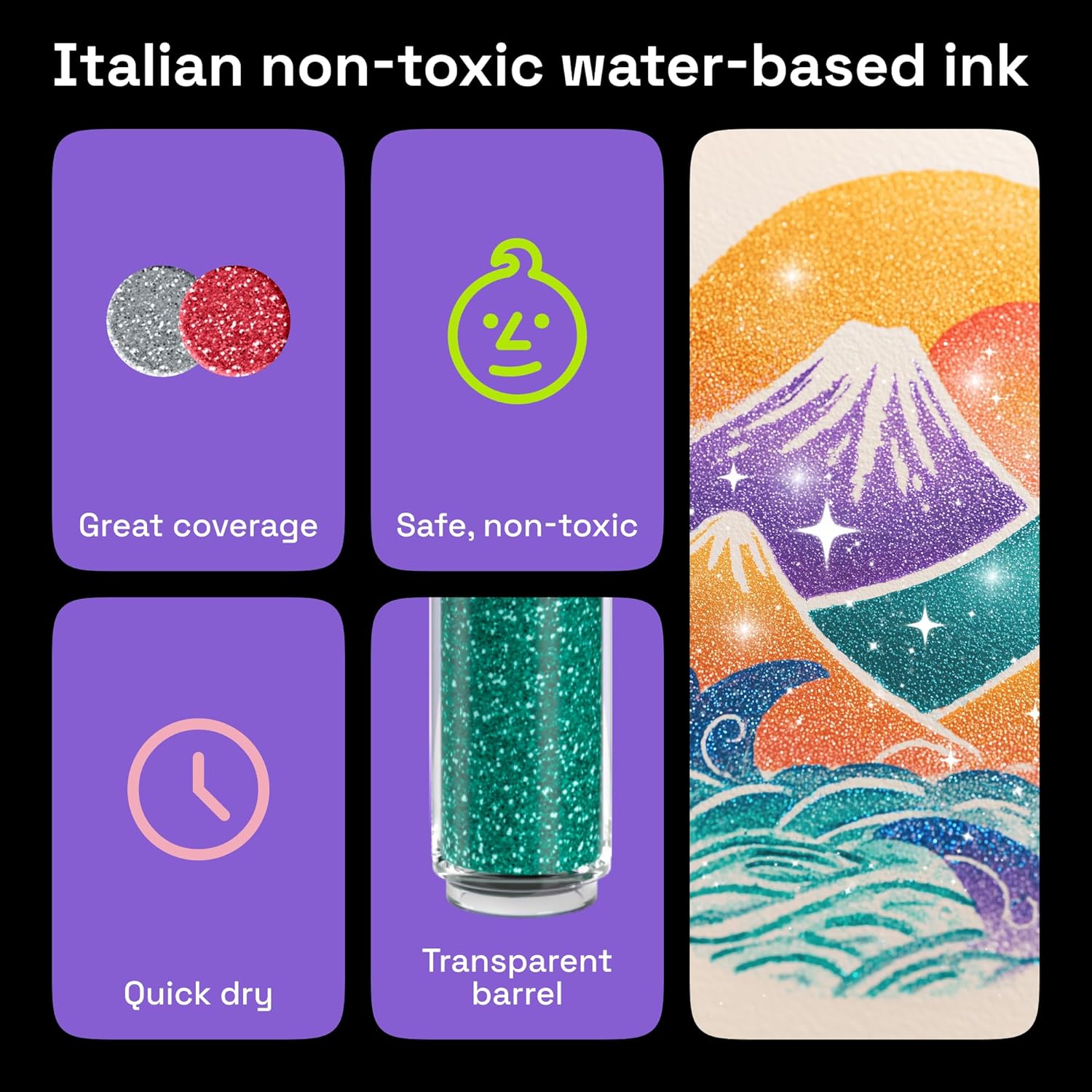 ARTISTRO 12 Glitter Paint Pens for Glass Marking, Rock Painting, Ceram