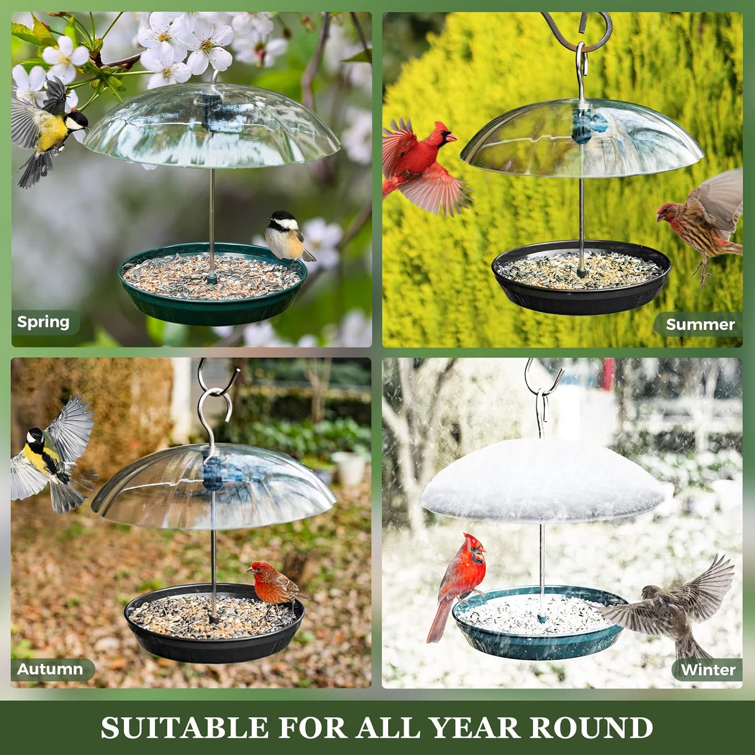 Kingsyard Adjustable Platform Bird Feeder for Outdoors, Hanging Metal 