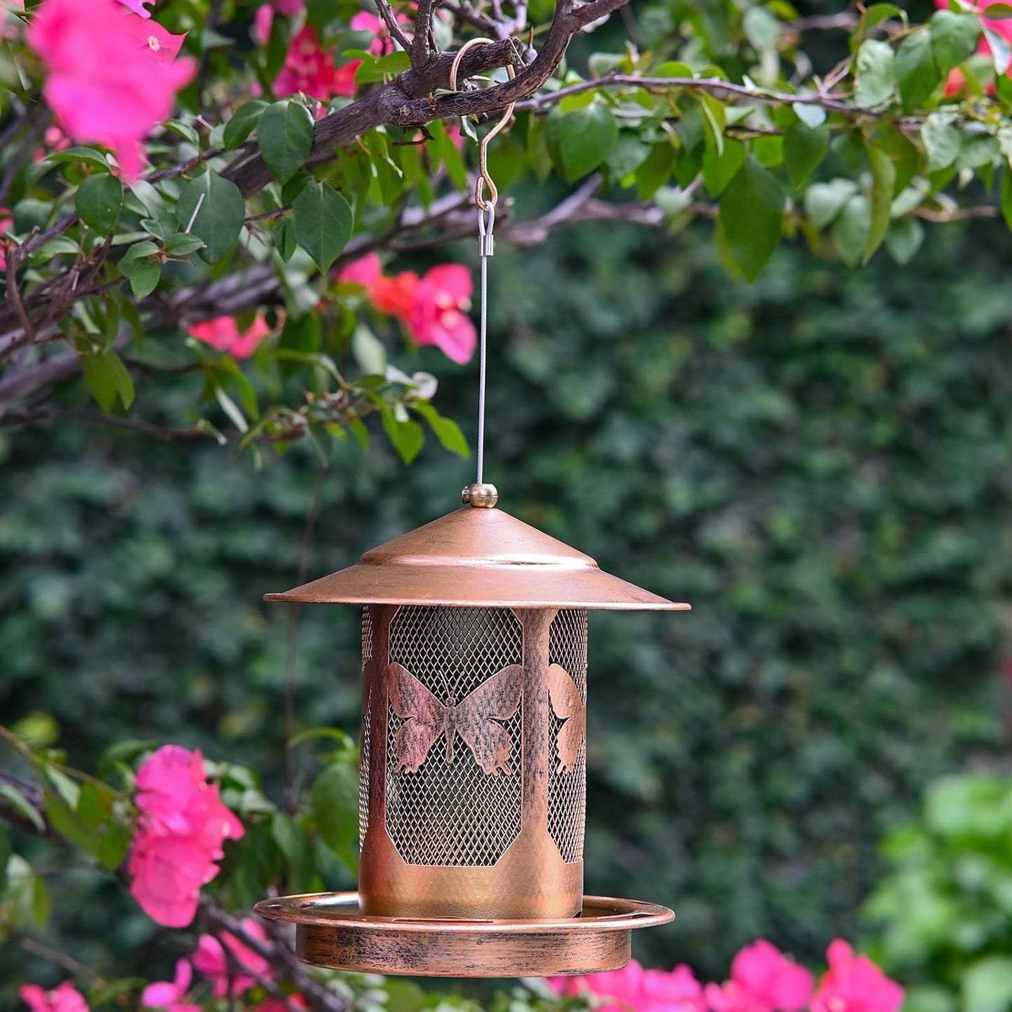 Anti Squirrels Metal Wild Bird Feeder Feeding Stations Wide Roof Prote
