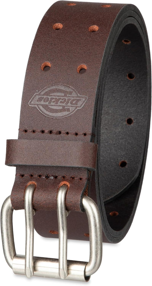 Dickies Men's Double Prong Leather Work Belt – Fully Adjustable, Regul
