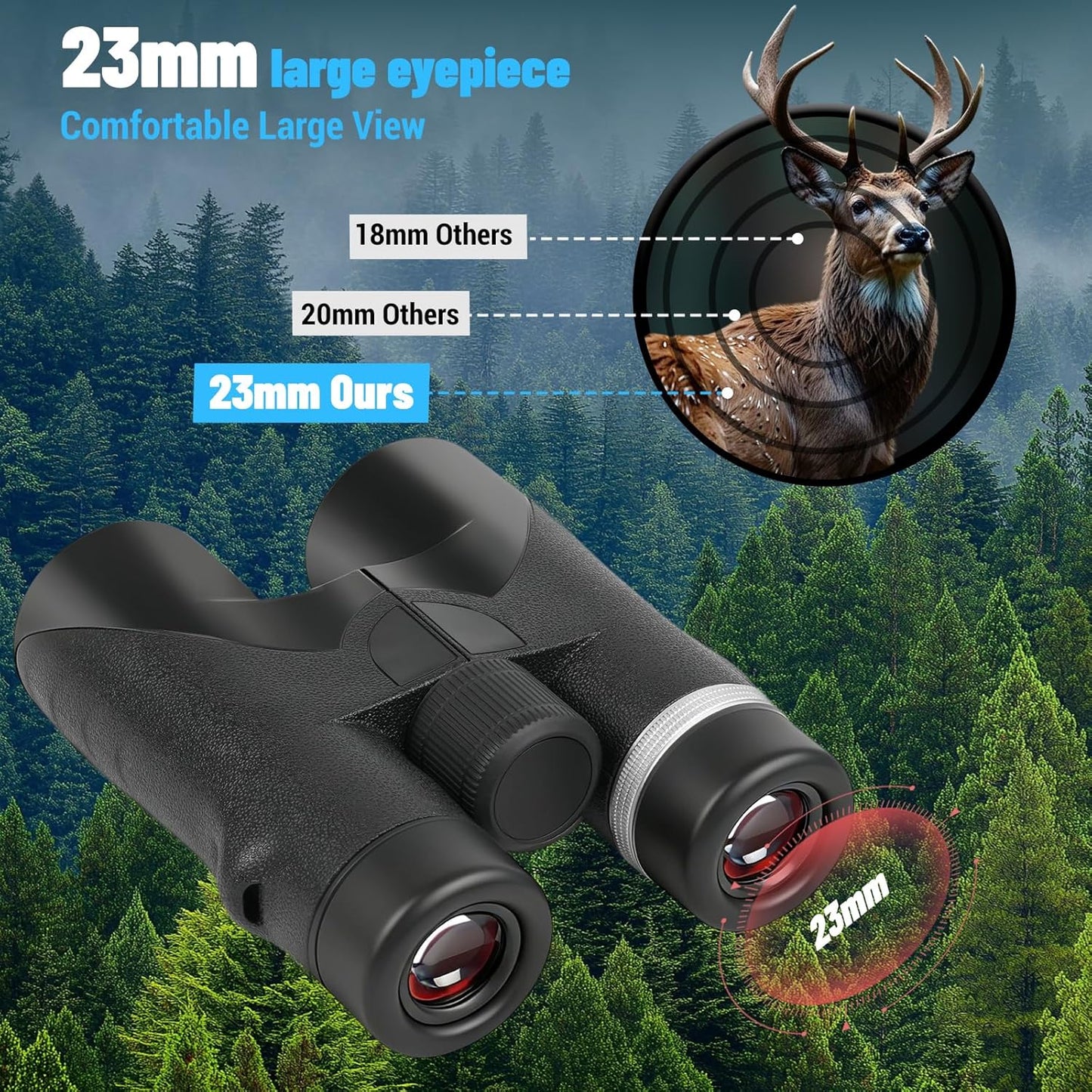 10x42 HD Binoculars for Adults High Powered - Large View Lightweight Compact Binocular with BAK4 Prism FMC Lens Carrying Bag - IPX7 Waterproof Binoculars for Bird Watching Hunting Travel
