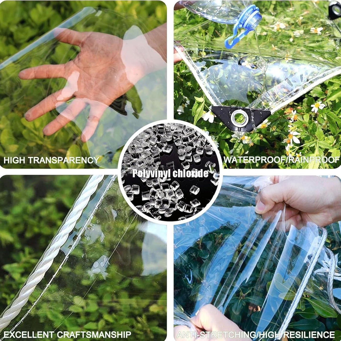 6'x8.2' Clear Tarps Heavy Duty Waterproof 14mil Thicken Transparent Waterproof Tarpaulin - Clear Vinyl Tarp with Grommets for Covering Garden Plant Camping Supplies
