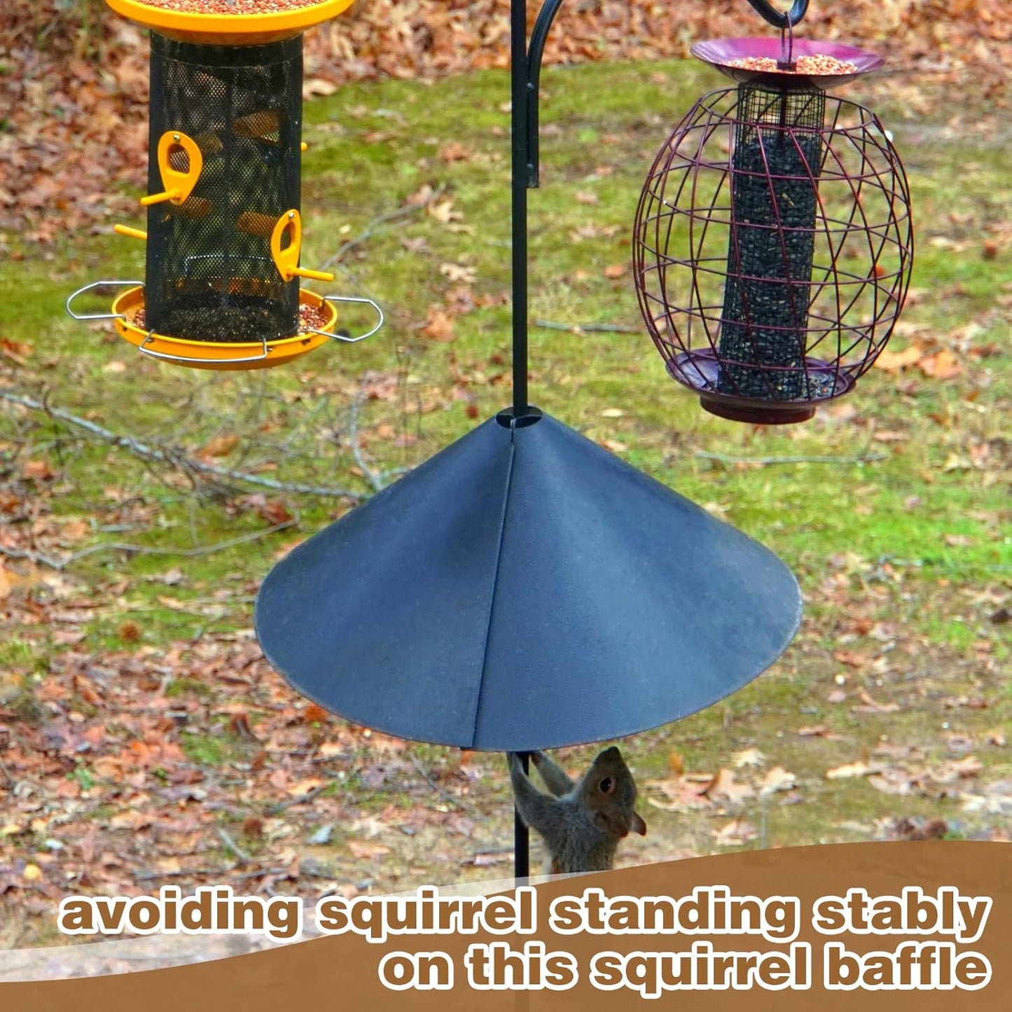 Tanlade 2 Pack Squirrel Baffle Guard Black Plastic Wide Wrap Around Guard Stopper Keep Squirrels Off Bird Feeder Baffle for Bird Feeder Pole Outside Shepherd Hooks(14 Inch)