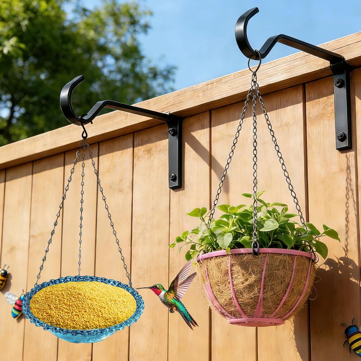 1 Pcs Hanging Bird Feeder for Outdoors,Recycled Plastic Platform Bird Feeder with Strong Suction Cups Hangers Weatherproof Wild Feeders for Cardinals and Bluebirds - Ideal Garden Gift (1 PCS)