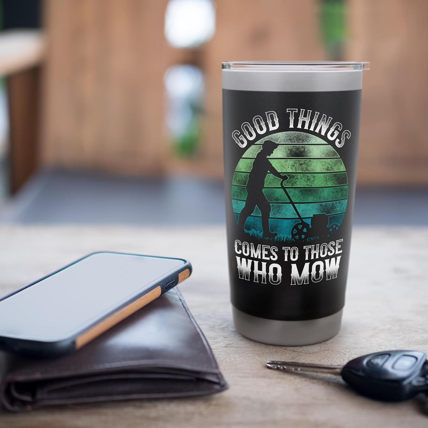 Lawn Mower Mowing Dad Father Landscaper Retro Vintage Good Stainless Steel Insulated Tumbler
