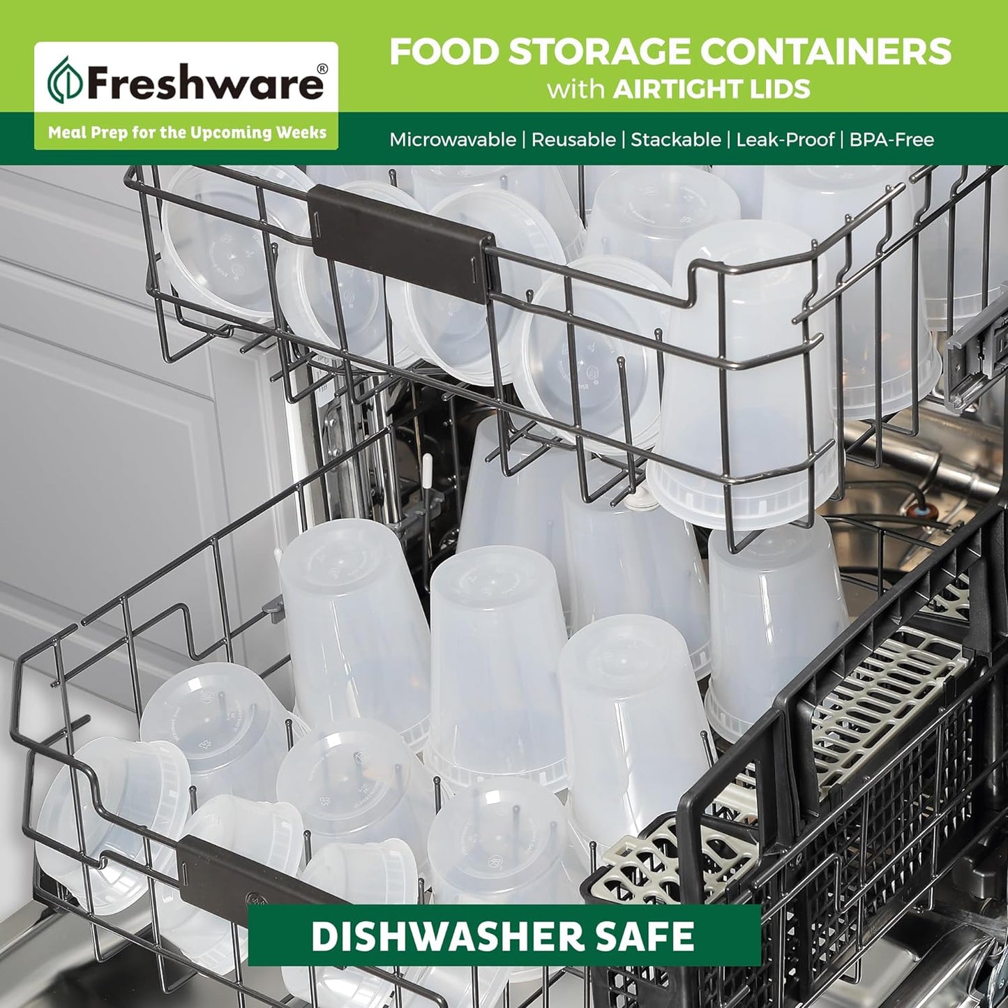 Freshware 48 Pack of 16 and 32 oz, 24 sets each size Food Storage Cont