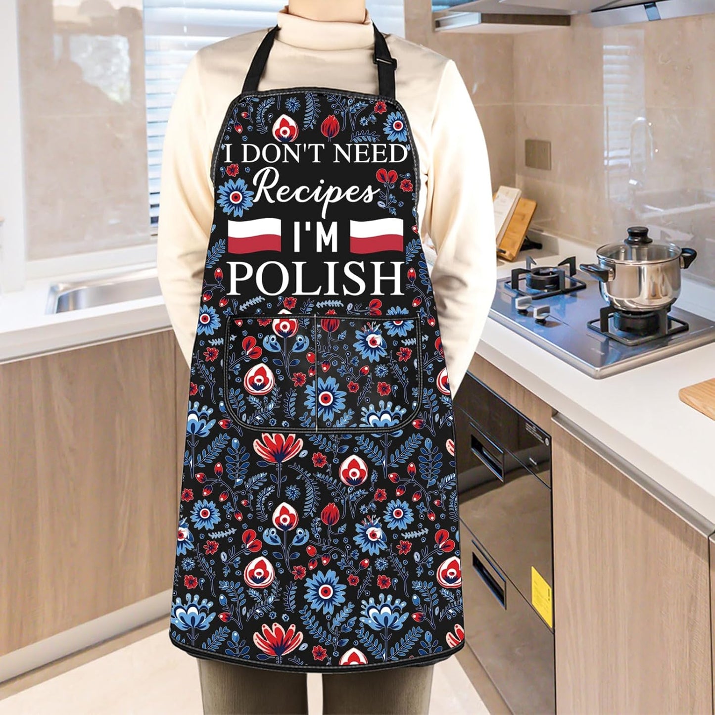 WCGXKO I Don't Need A Recipe I'm Polish Kitchen Apron Funny Cooking Gift Polish Pride Gift