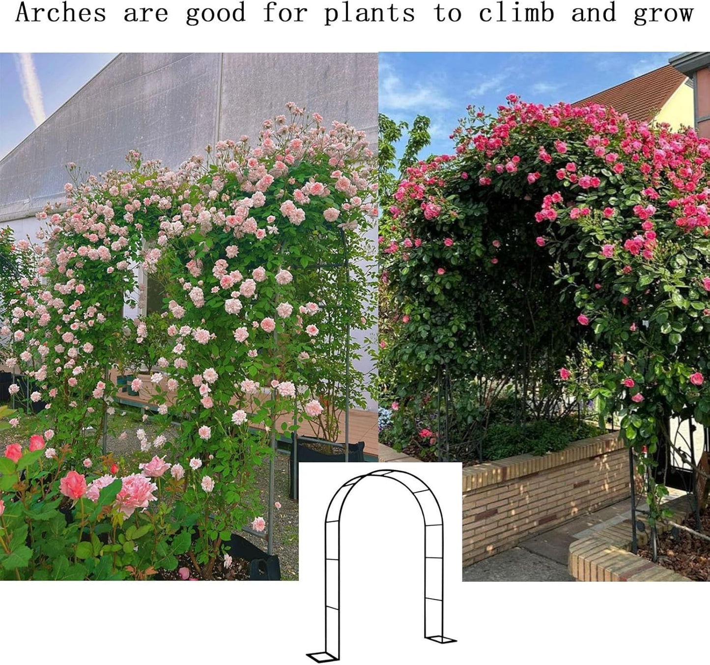 Metal Garden Arch Trellis - Outdoor Patio Pergola for Rose Vines, Plants Support Frame, Decorative Arbor for Gardens, Weddings, Parties (White, 2.4x2.2x0.4m)
