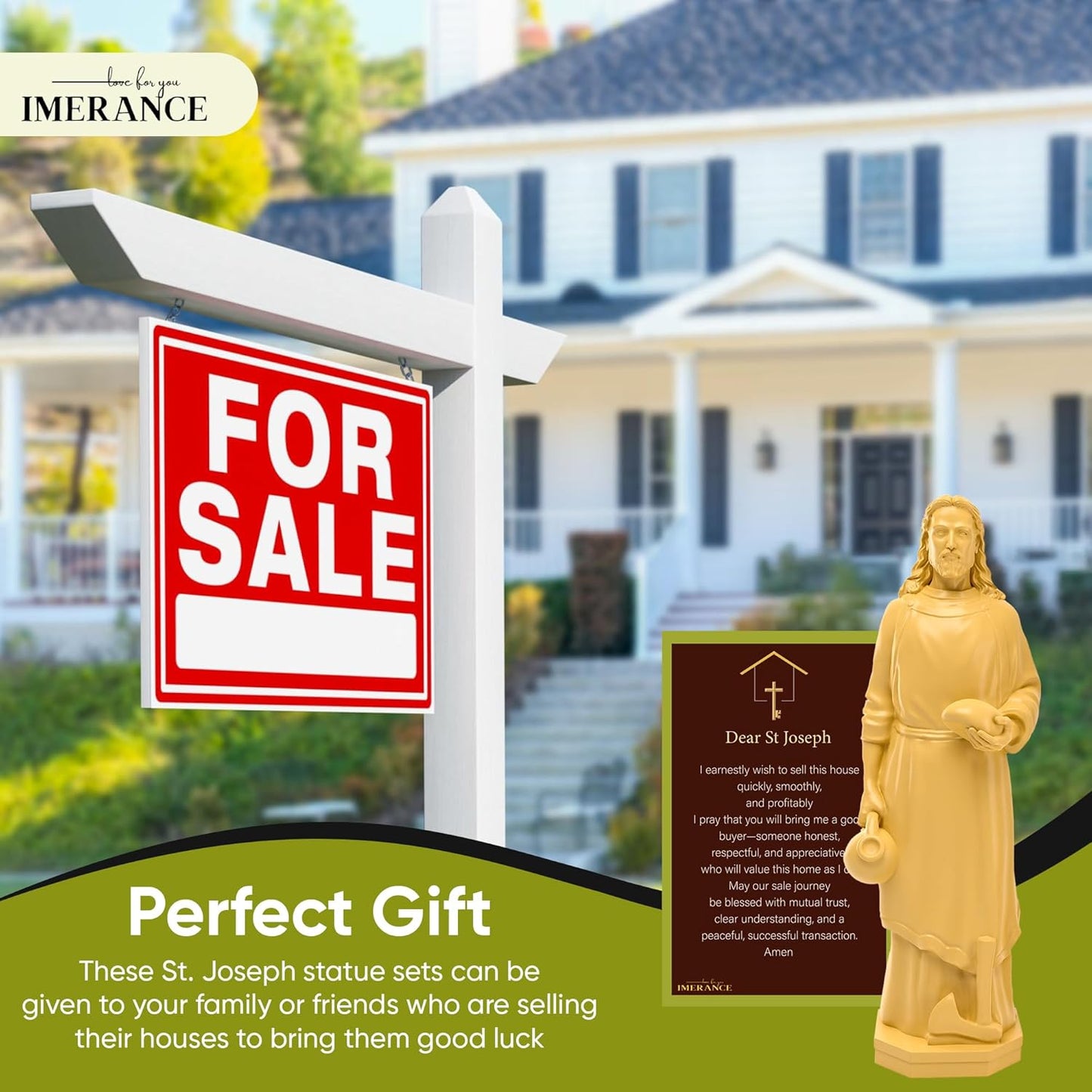 St Joseph Statue for Selling House,Faith-Based St Joseph Statue with House Selling Prayer Card, Ideal for Sell Homes,Religious Activities(Ivory 4Inch 1pcs)