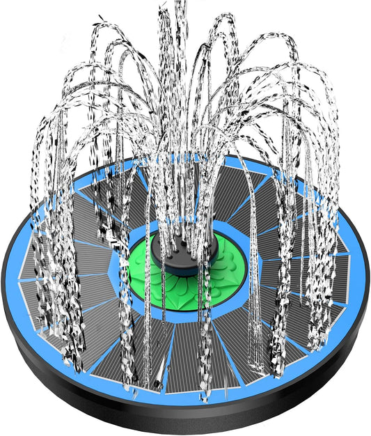 Yzert Solar Fountain Full Glass Panel No Battery, 3.5W Solar Bird Bath Fountains with 4 Fixed Rods & 7 Nozzles, Solar Fountain Pump for Bird Bath, Garden, Pond, Pool, Patio,Hummingbird