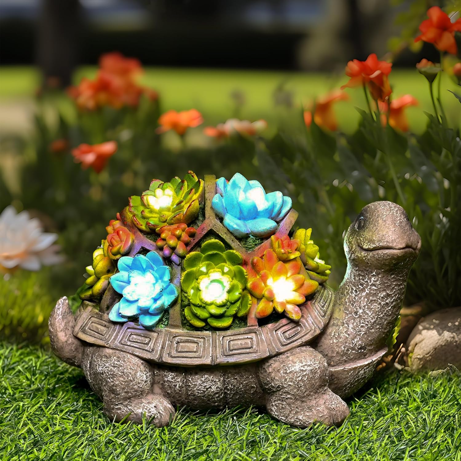 GIGALUMI Solar Garden Statues Turtle Figurine Lights for Outside, Yard