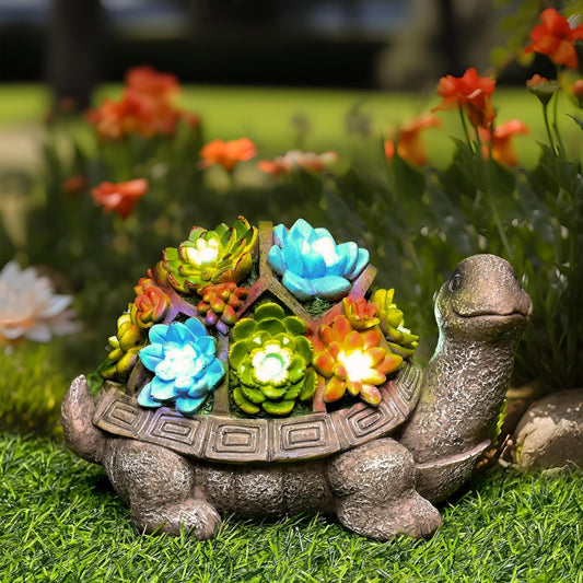 GIGALUMI Solar Garden Statues Turtle Figurine Lights for Outside, Yard