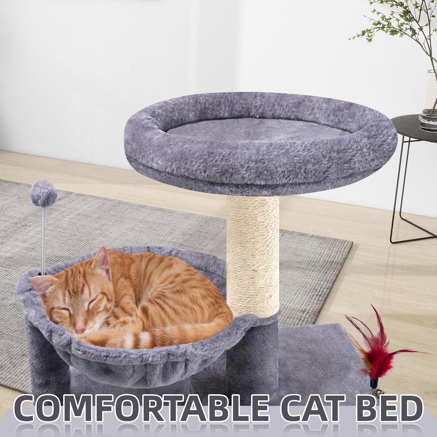TWDEPART 42.5'' Cat Tree for Indor Cats, Multifunctional Cat Tower wit