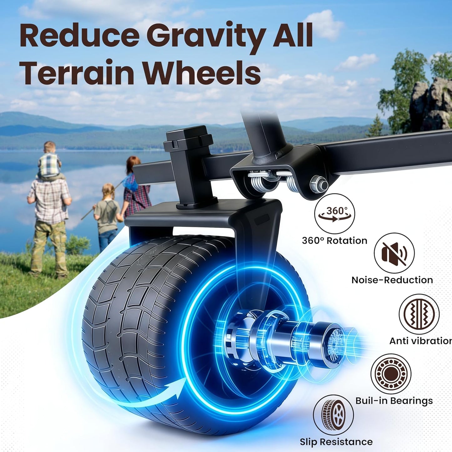 Collapsible Wagon with Thickened Wheels,Bear 560lbs Folding Heavy Duty