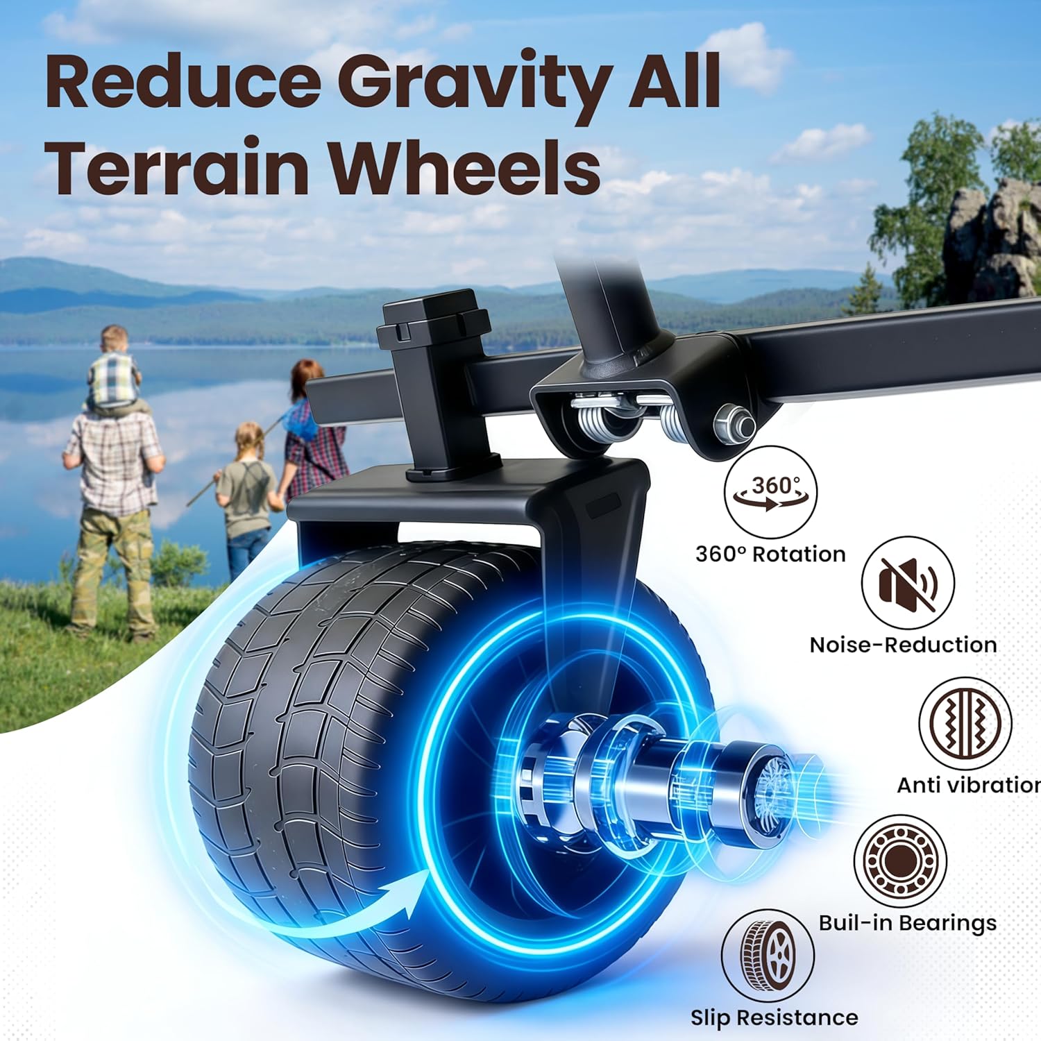 Collapsible Wagon with Thickened Wheels,Bear 560lbs Folding Heavy Duty