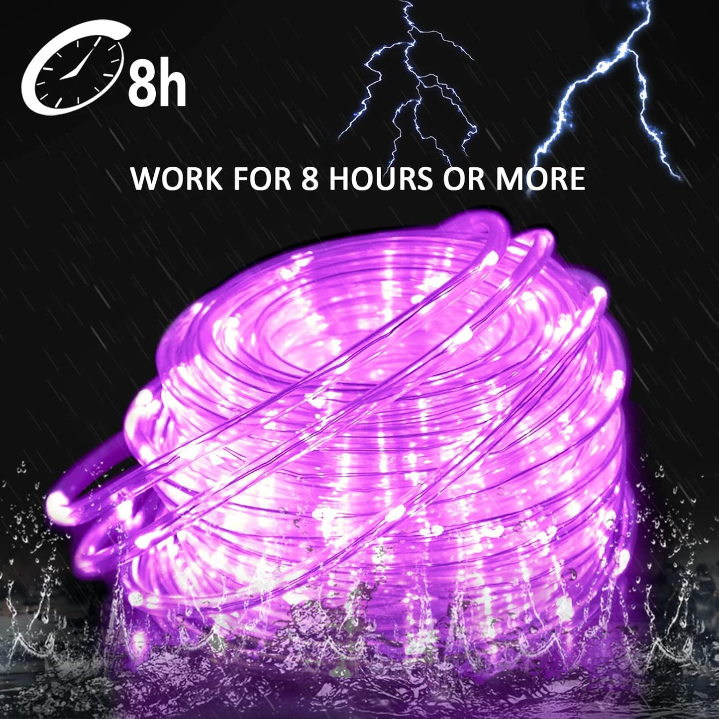 JMEXSUSS Valentine Solar Rope Lights,2 Pack 100 LED 33ft 8 Modes Solar Rope Lights Outdoor Waterproof LED Pink Fairy Lights for Valentine's Day Tent Gazebo, Trampoline, Walkway, Pool