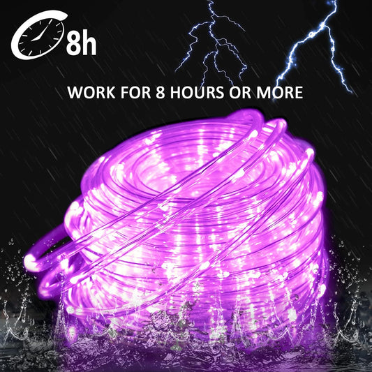 JMEXSUSS Valentine Solar Rope Lights,2 Pack 100 LED 33ft 8 Modes Solar Rope Lights Outdoor Waterproof LED Pink Fairy Lights for Valentine's Day Tent Gazebo, Trampoline, Walkway, Pool