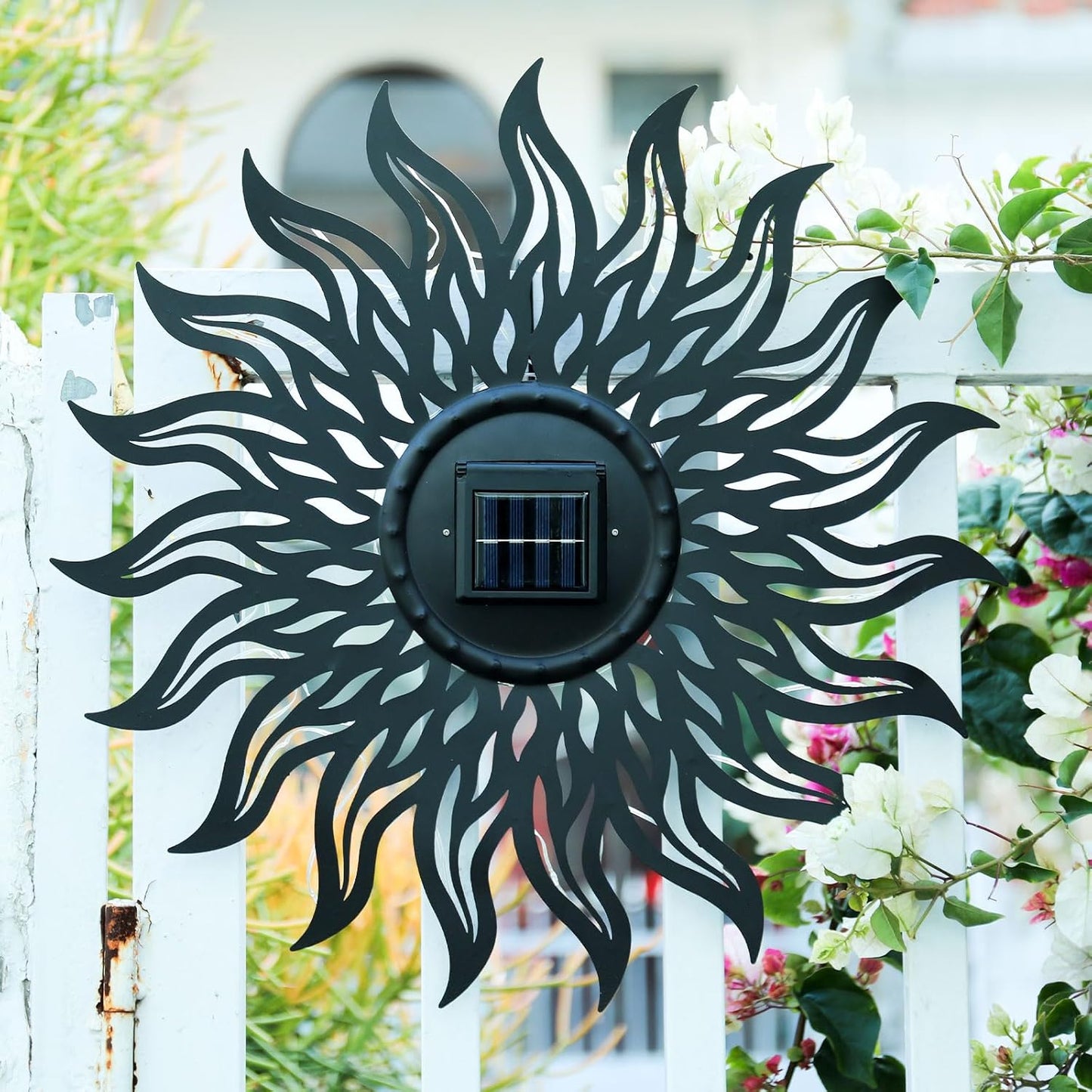 VCUTEKA 20" Sun Metal Wall Art Outdoor Decor Solar Decoration Metal Wa