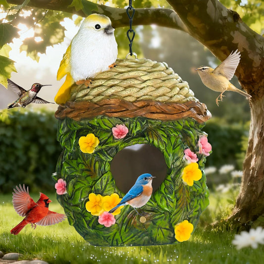 Bird Houses for Outside Bird Nesting Design Resin Birdhouse, Garden Ou