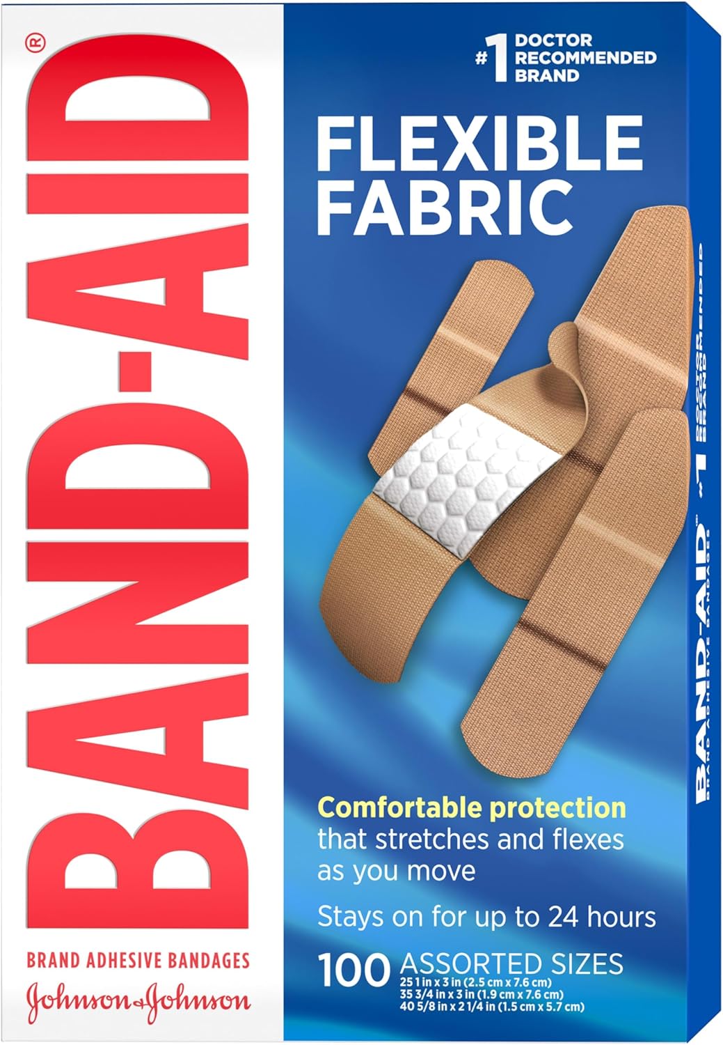 Band-Aid Brand Flexible Fabric Adhesive Bandages for Wound Care & Firs
