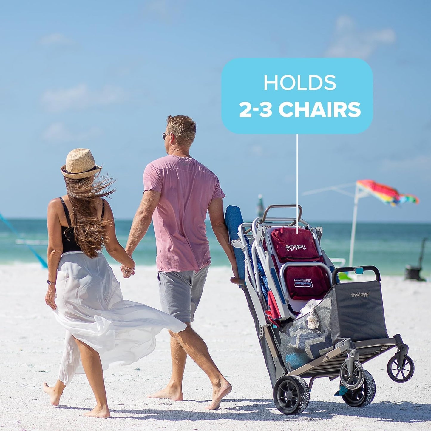 Wadabuggy Folding Chair Rack - Folding Chair Storage with 20 lbs Capacity - Storage Rack Compatible with Wadabuggy Shop, Beach & Pet Carts (Cart Not Included)