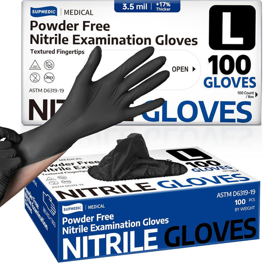 Medical Soft Max™ Black Nitrile Disposable Gloves, 100 Pcs, Latex-Free
