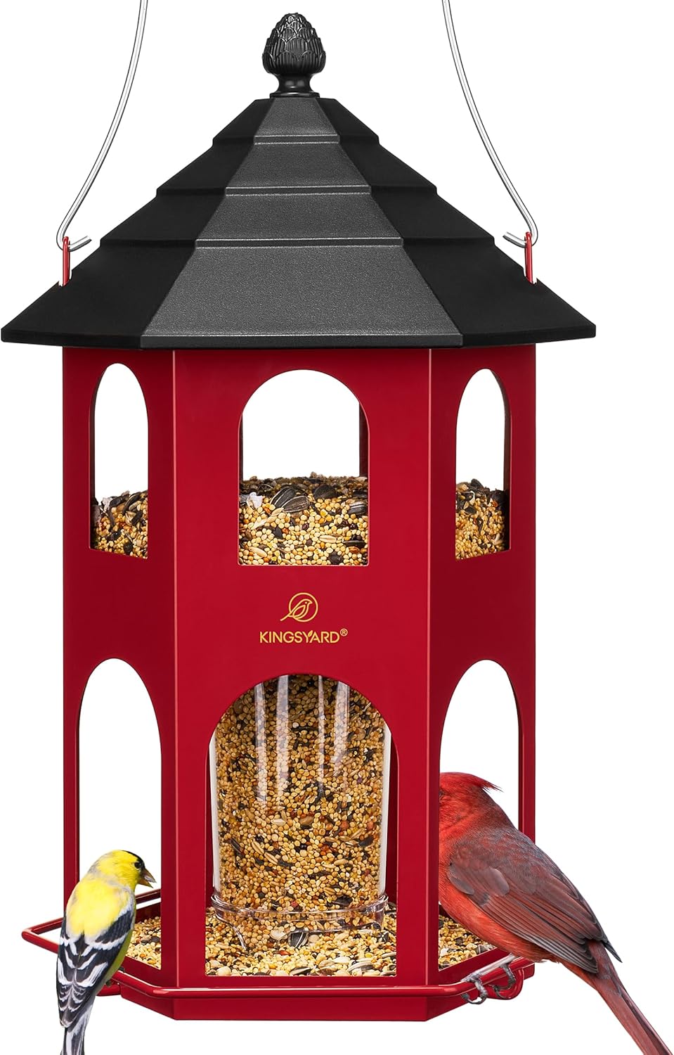 Kingsyard Metal Bird Feeder for Outdoor Hanging, Wild Bird Feeders wit