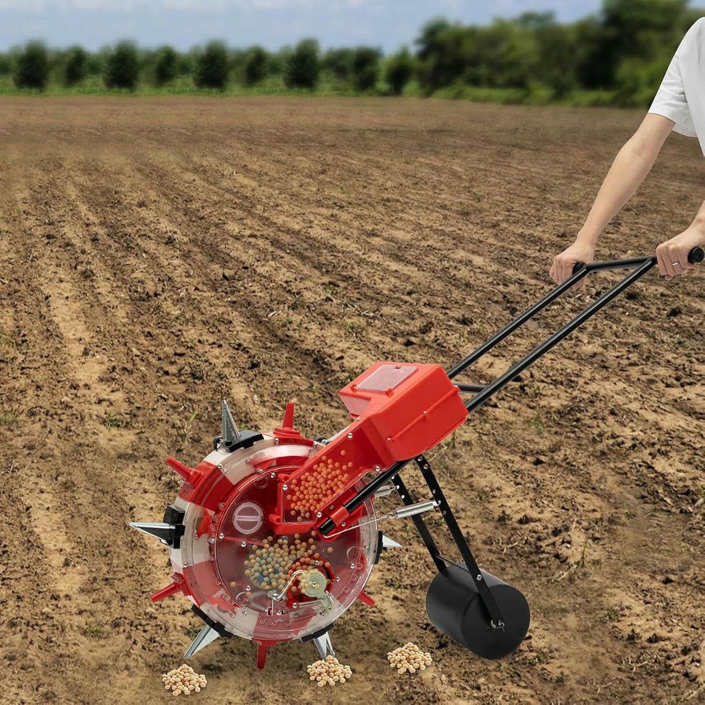 Manual Seed Planter Machine (10 Ports), Hand-Push Roller Seeder, Push Garden Seeder Agricultural Seeds Dispenser for Corn Soybean