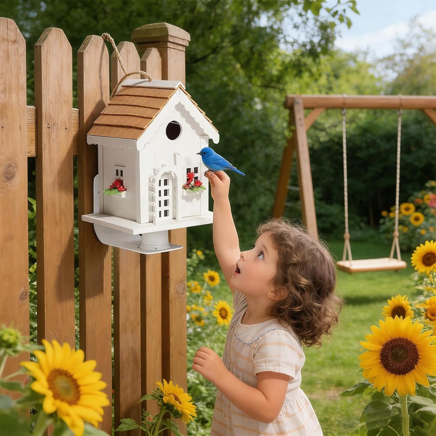 Small Bird Feeder Support, Garden Feeder Stand, Sun Shade Holder with Simple Setup Feature, Wild Bird Feeding Station with Lightweight, Terrace Backyard Accessory Functional Style