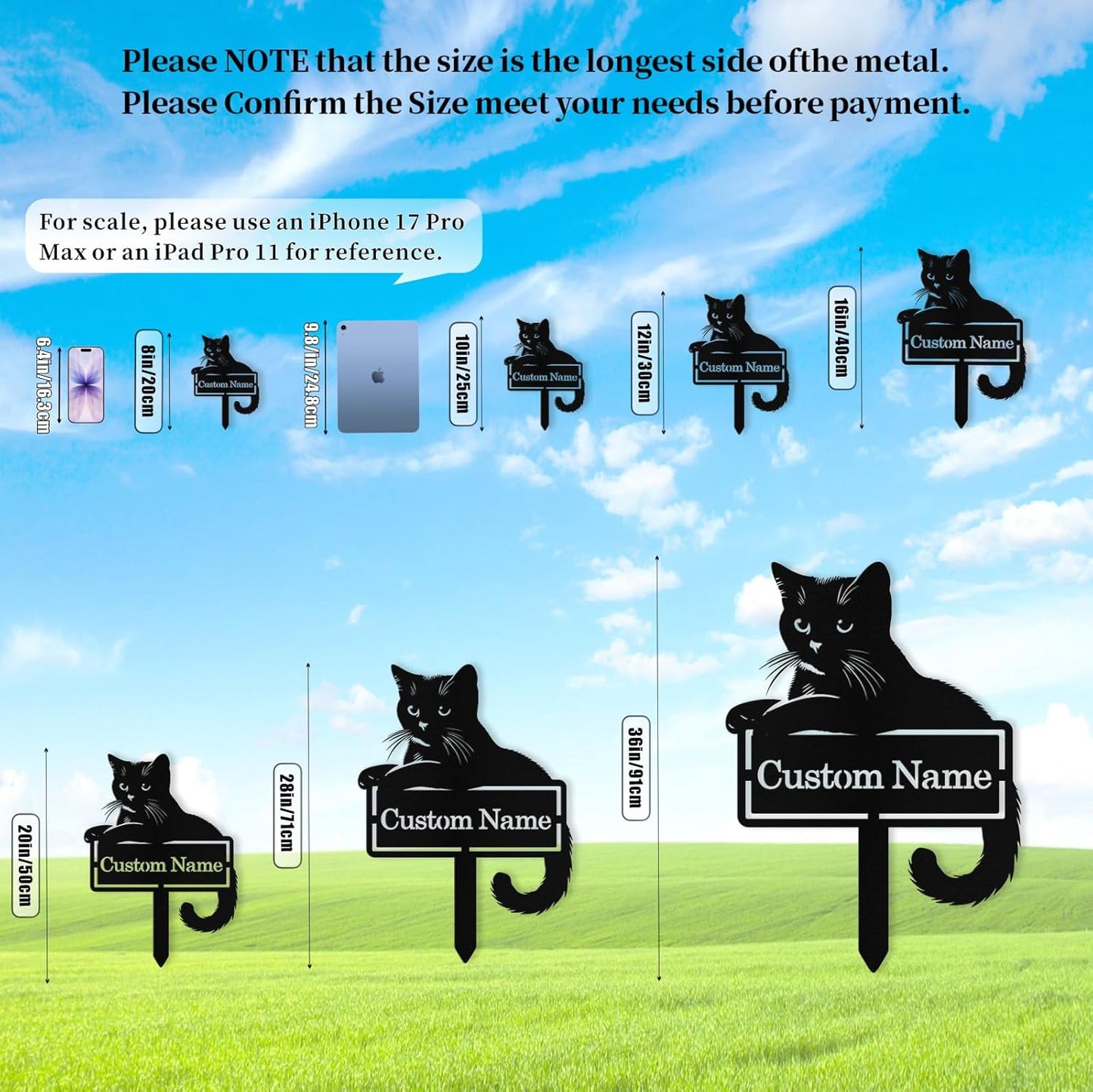 Custom Metal Cat Garden Signs with Stake, Personalized Garden Signs fo