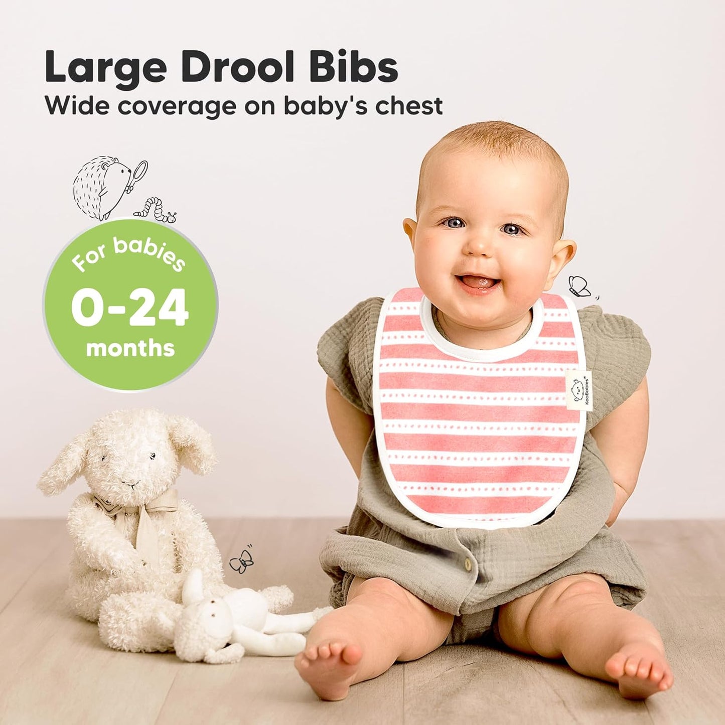 8-Pack Organic Baby Bibs for Boys, Girls - Soft Cotton Drooling and Te