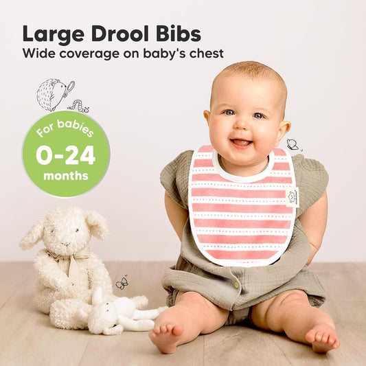 8-Pack Organic Baby Bibs for Boys, Girls - Soft Cotton Drooling and Te