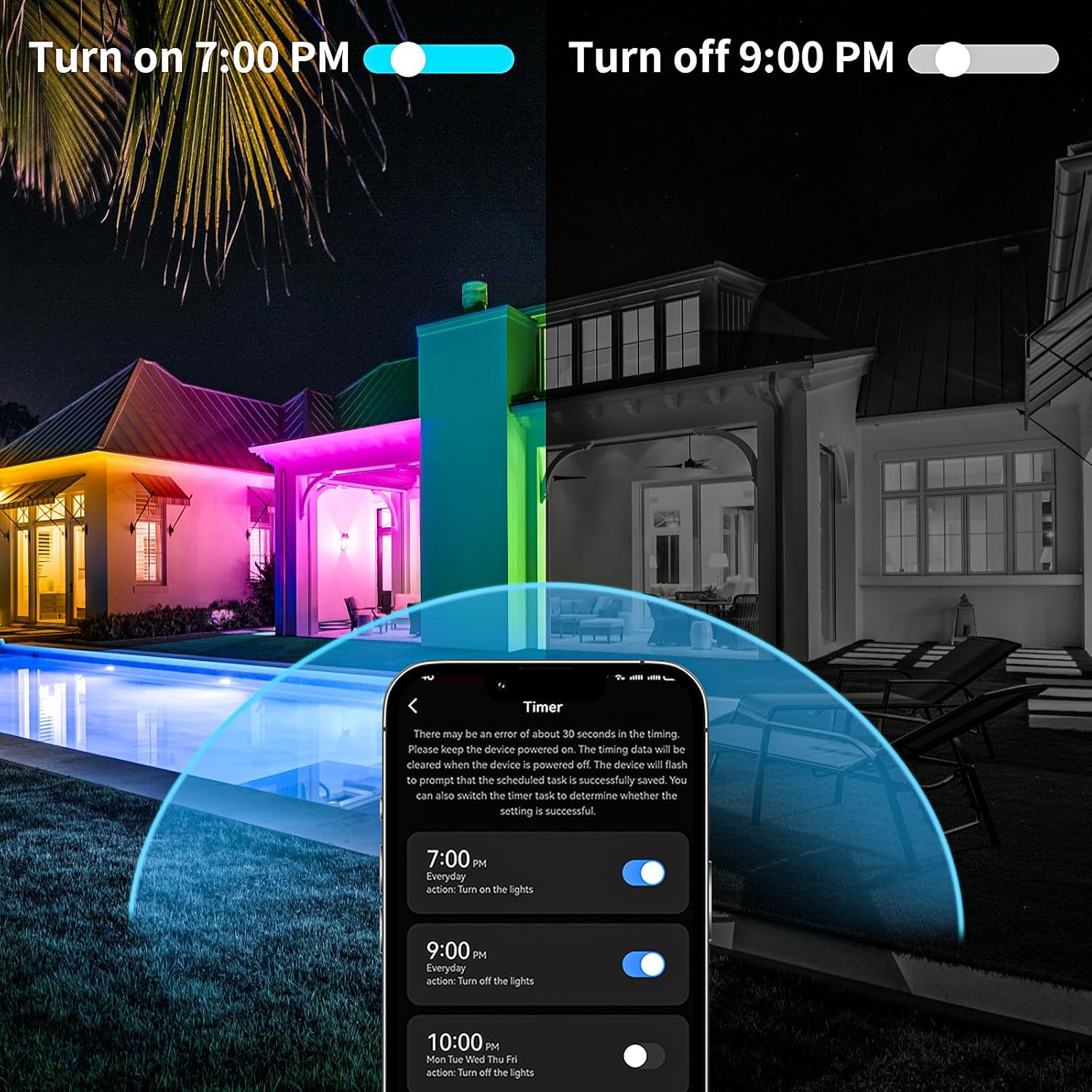 KSIPZE 50ft Outdoor led Strip Lights Waterproof IP68, RGB Outdoor led 