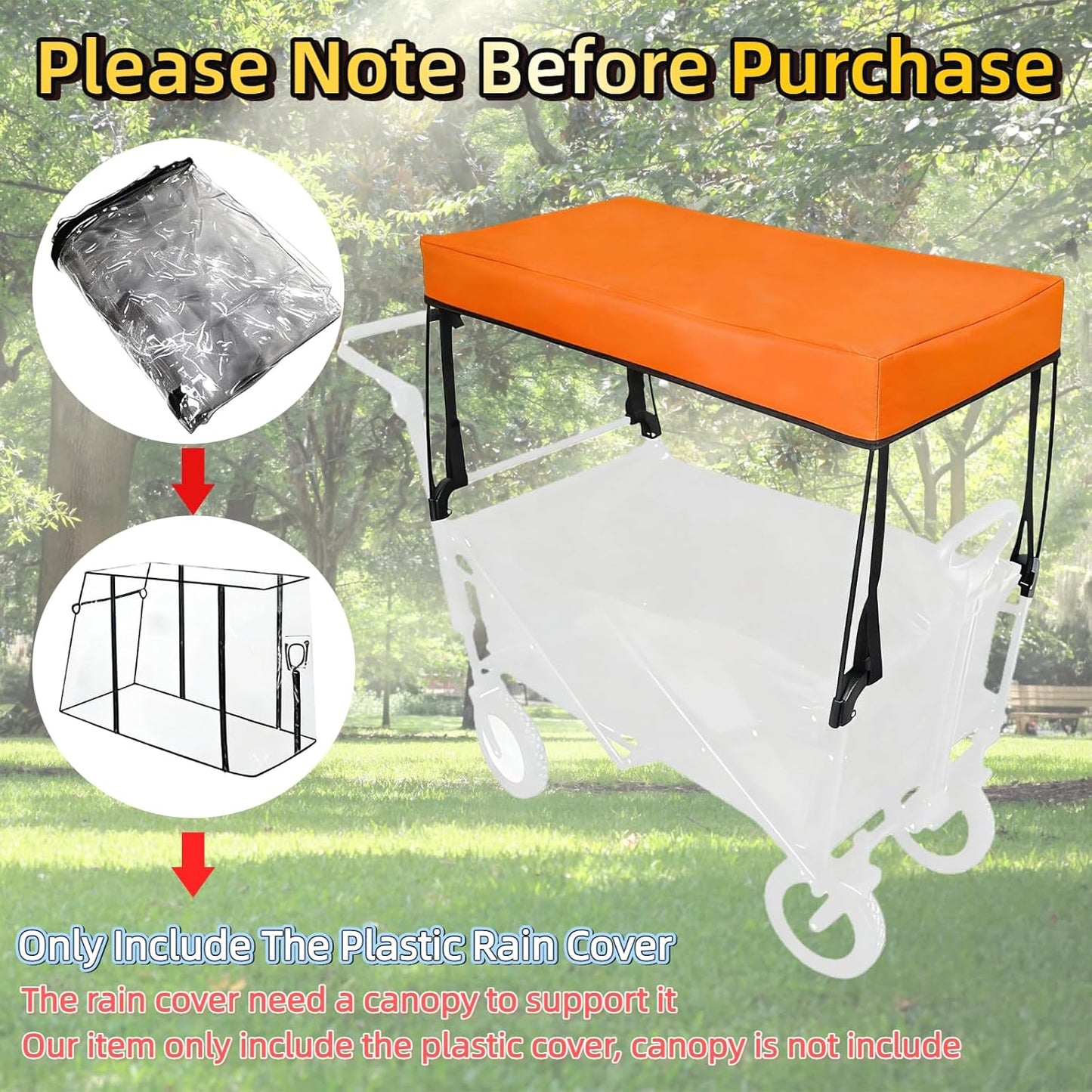 Waterproof Collapsible Wagon Rain Cover, Attachment Sandproof Windproof UV-Resistan Carts Removable Protective, Suit for Camping Picnic Garden Use