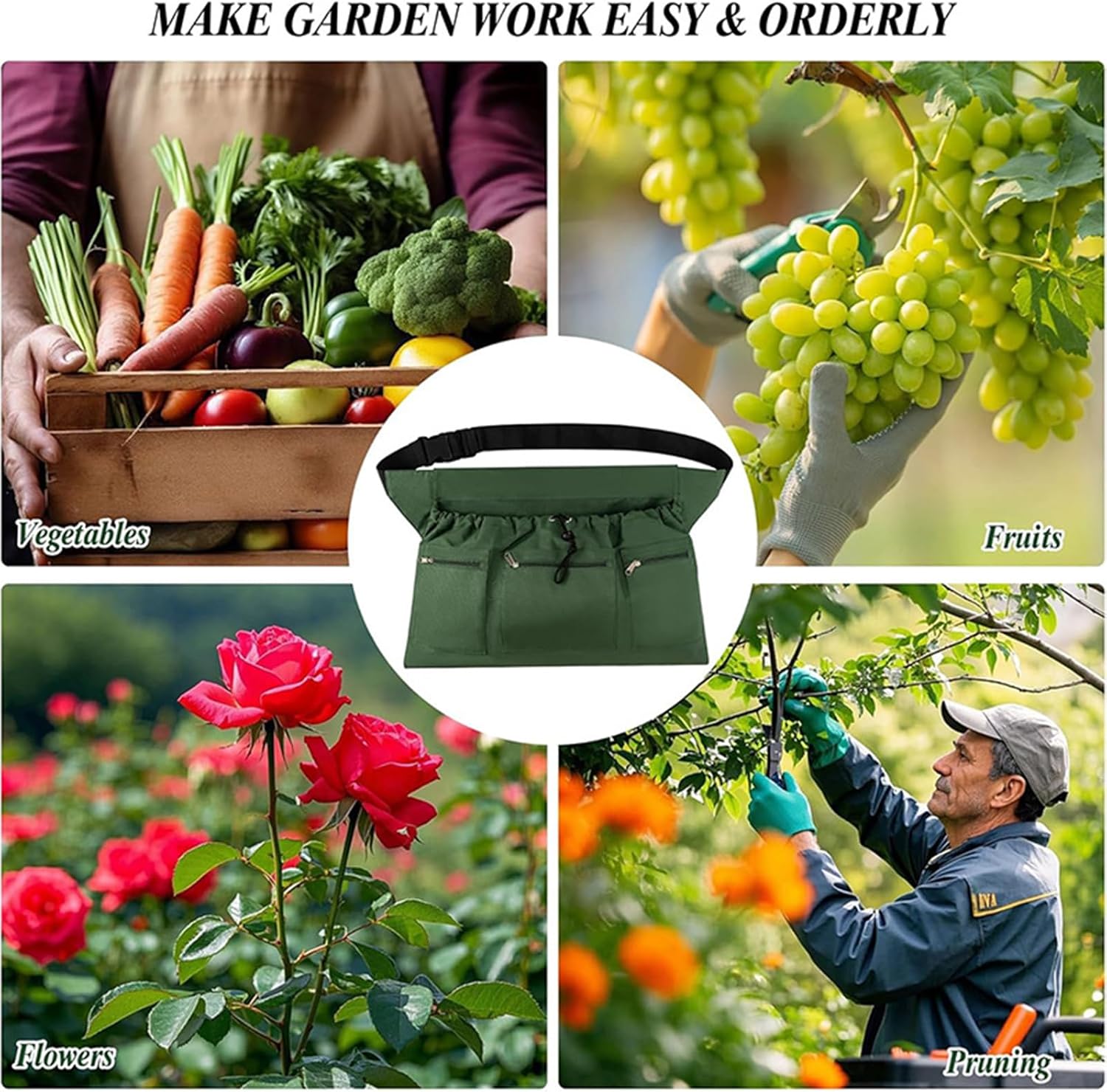 Adjustable Gardening Apron with Spacious Tool Pocket for Easy Harvesti