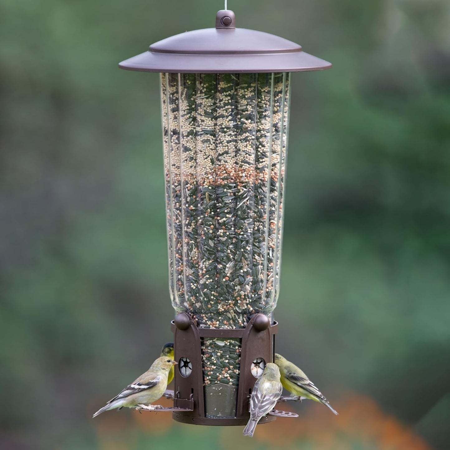 Perky-Pet 334-1SR Squirrel-Be-Gone Max Large Wild Bird Feeder with Flexports, Squirrel Proof Bird Feeder with Weight-Activated Perches - 4LB Seed Capacity