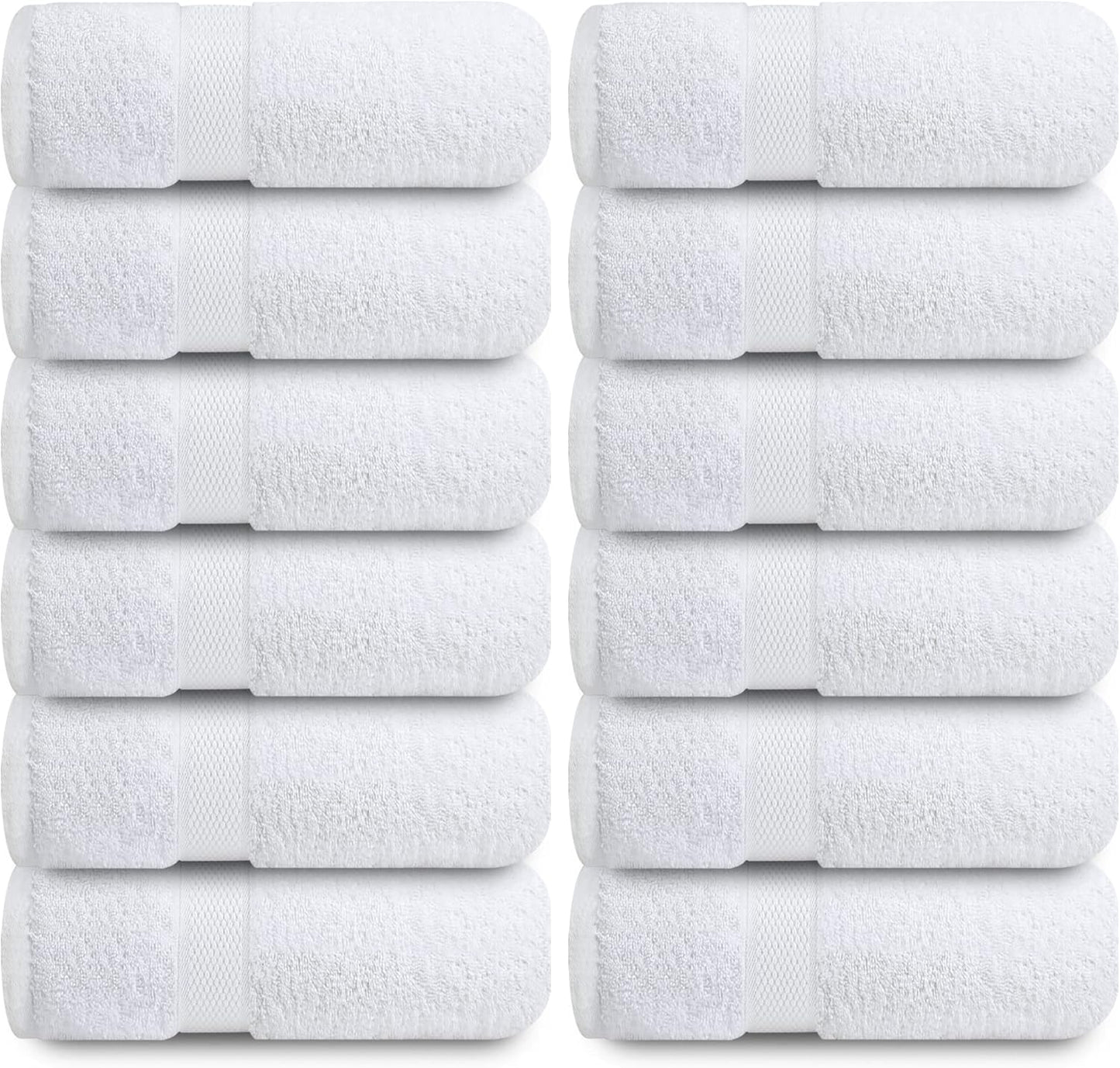 Infinitee Xclusives Luxury Wash Cloths for Showering [13x13] – 100% Cotton Washcloths [Pack of 12], Soft and Absorbent Face Towels for Bathroom Wash Clothes, Gym, and Spa (Brilliant White)
