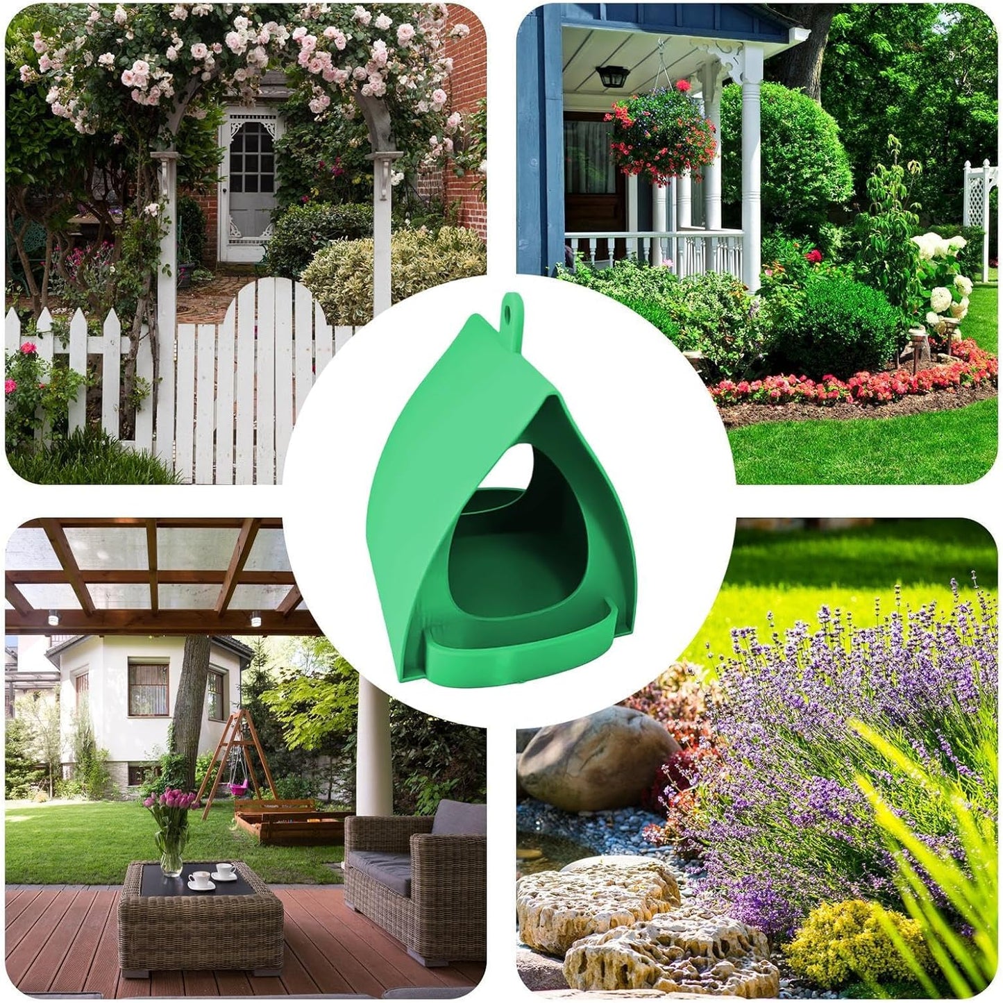 Outdoor Bird Feeder, Open Design Station, Hut-Shaped Hangable Feeder for Garden Winter, Adorable Weather-Resistant Material, Feeding Accessory for Birds Squirrels Hummingbirds Backyard