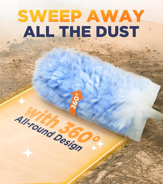 Heavy Duty Duster Refills for Swiffer Duster, 20 Count Duster Refills with 1 Handle, Multisurface 360° Dusters with 4X Microfibers, Unscented Disposable Dusters forCleaning