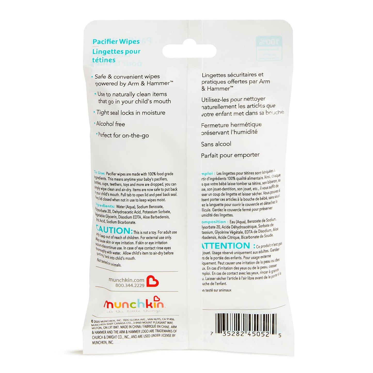 Munchkin Arm & Hammer Pacifier Wipes - Safely Cleans Breast Pump Parts